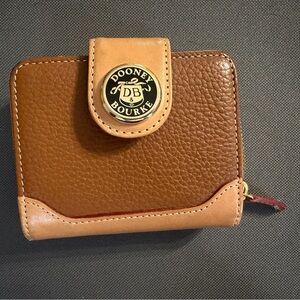 Dooney & Bourke Two-Tone Brown Leather Snap Zip Wallet